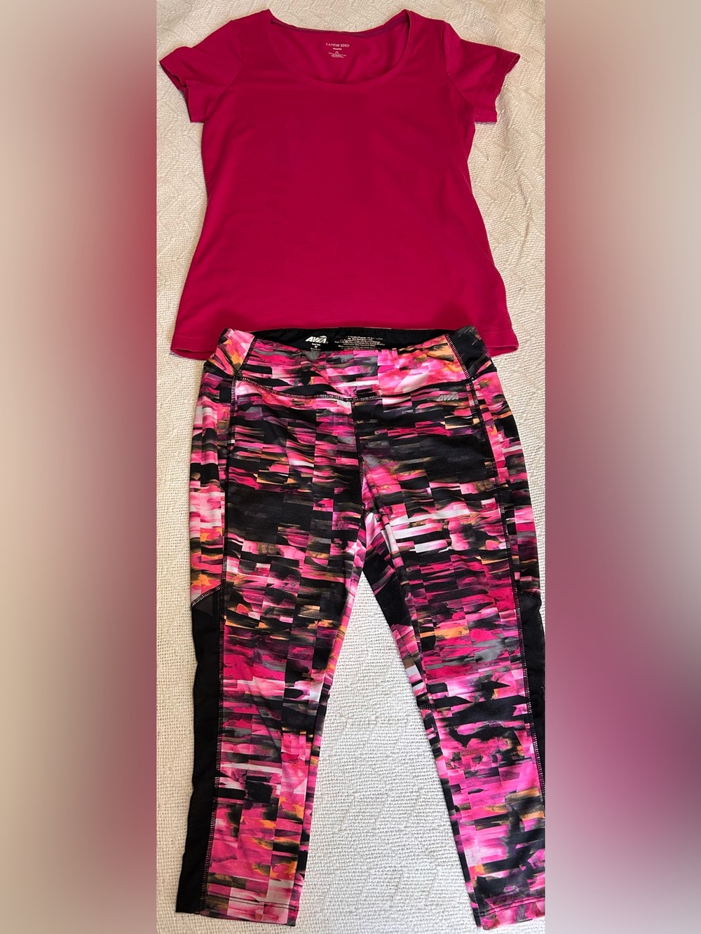 2 Pcs workout set Avia capri pants size M Lands End top size M